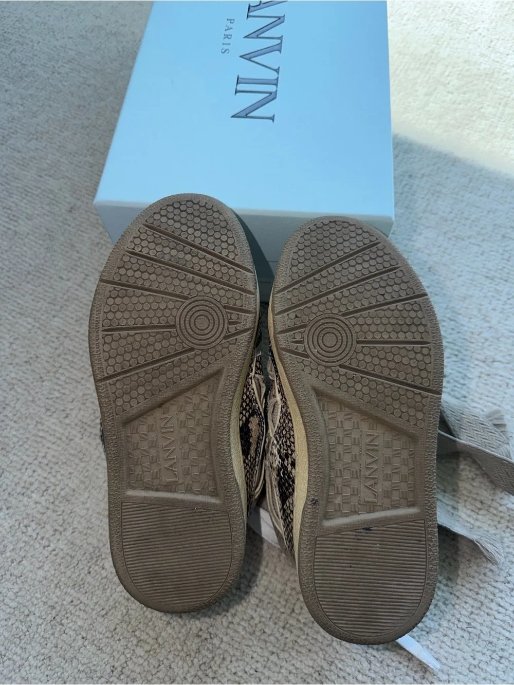 Lanvin Curb Python Print Sneakers - Beige